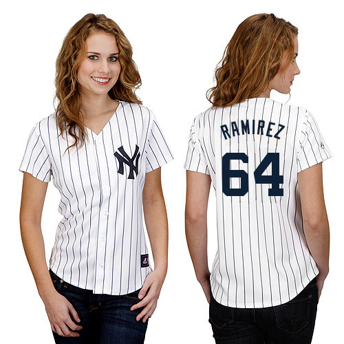 Jose Ramirez #64 mlb Jersey-New York Yankees Women's Authentic Home White Baseball Jersey